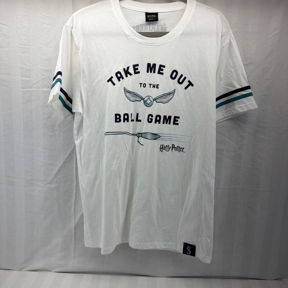 Warner Bros. White T-Shirt with Black and Teal Accents